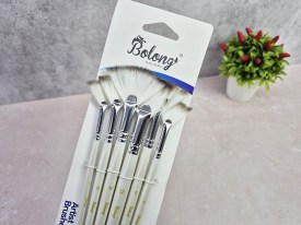 Pack 6 pinceles mgo blanco cerda borde negro BOLONG abanico